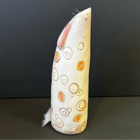 Tall Contemporary Bunny Rabbit Figurine Studio Pottery Easter Orange Brown - Picture 4 of 10